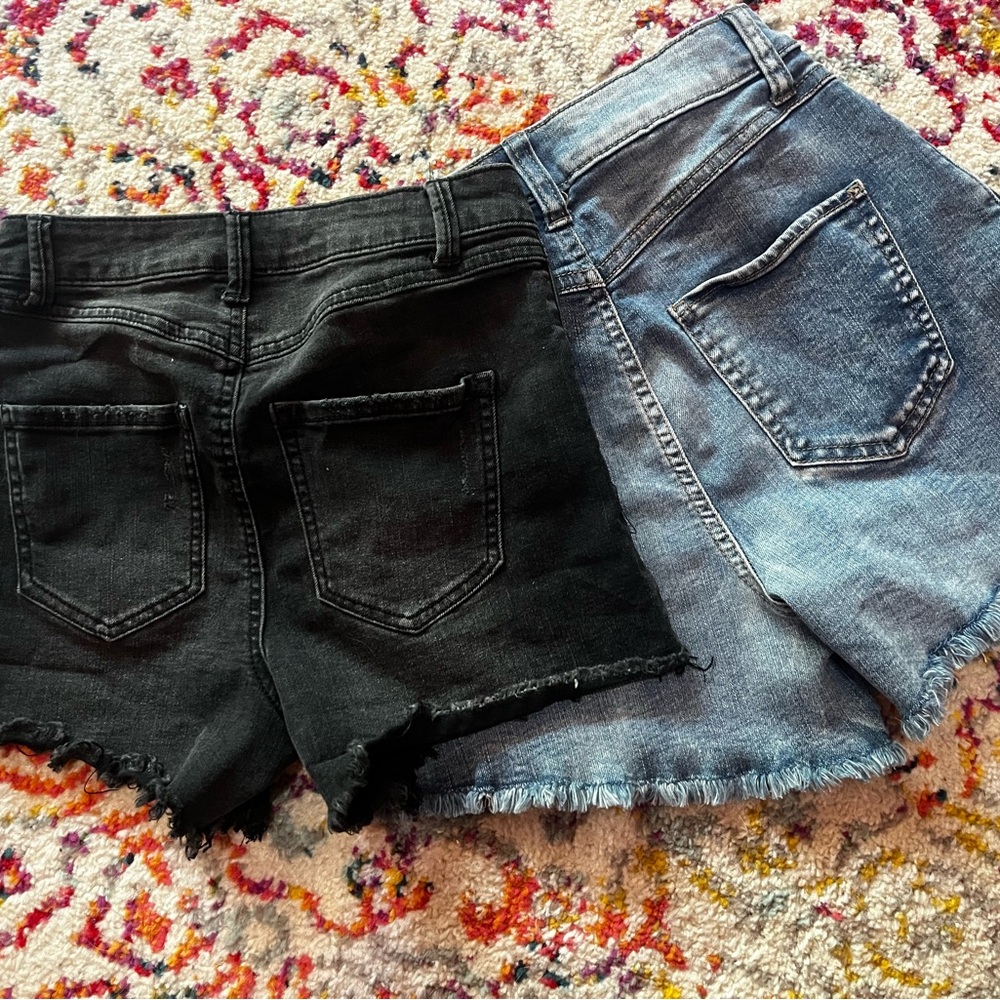 Rewash Brand Super High Rise Denim Shorts Bundle Black Blue Cutoff Womens 22
